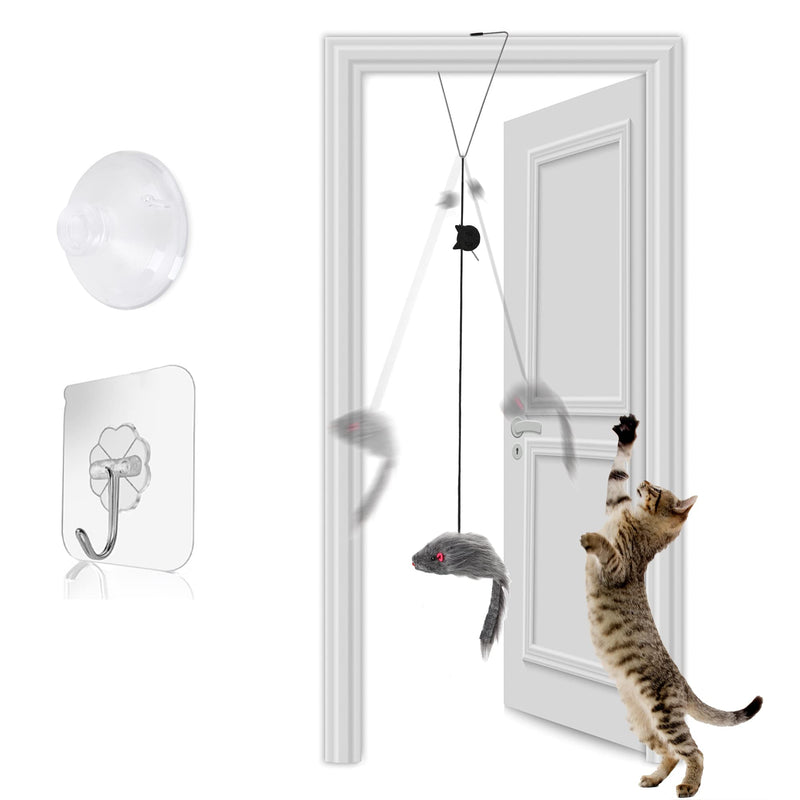 FYNIGO Cat Toy Self-employment Hanging Door Frame Elastic Mouse for Cats and Kittens, Interactive Dancer Cat Toy Mice for Cat Run and Against Boredom 1 Piece - PawsPlanet Australia