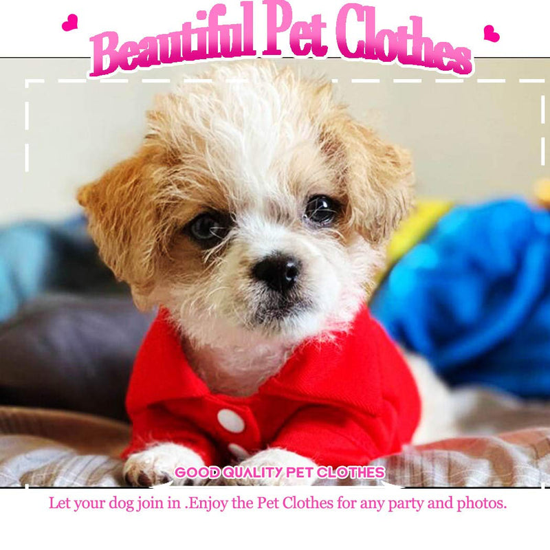 [Australia] - Petea Dog Shirts Pet Puppy Cotton Polo Shirt Basic T-Shirt Clothes for Dogs and Cats XS Red 