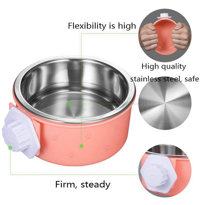 [Australia] - Hamiledyi Crate Dog Bowl,Removable Stainless Steel Pet Cage Bowl Food Water Feeder Bows Coop Cup with Bolt Holder for Cat,Puppy,Rabbite Birds and Other Small Pets(2 Pack) 