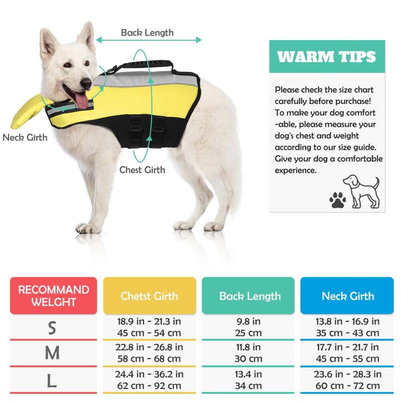 POPETPOP Dog Life Jacket for Swimming - Pet Float Coat Reflective Dog Vest Saver Swimsuit Preserver Vest with Padding for Small, Middle, Large Dogs S - PawsPlanet Australia