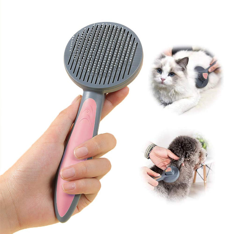 PAKEWAY Cat Dog Grooming Brush, Kitten Slicker Brush, Pet Self Cleaning Shedding Brush Massage Combs for Cats and Dogs with Short, Medium & Long Hair Pink - PawsPlanet Australia