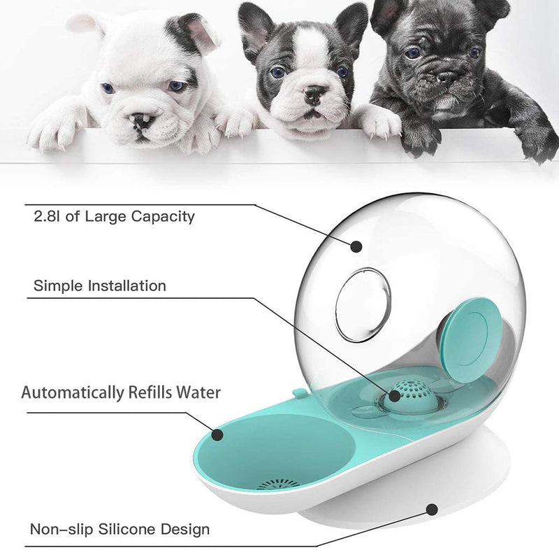 OldPAPA Dog Water Dispenser, Cat Gravity Waterer Snail Shape Automatic Cat Water Fountain Dog Water Bowl Dispenser - Easy to See Water Level - 2.8L(0.8 Gallon) Blue - PawsPlanet Australia