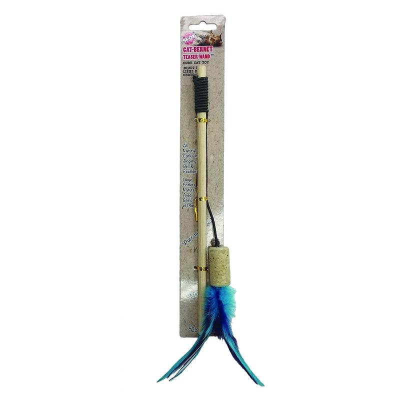 [Australia] - SPOT Ethical Pets Cork with Feathers Teaser Wand Bernet Cat Toy, Assorted 