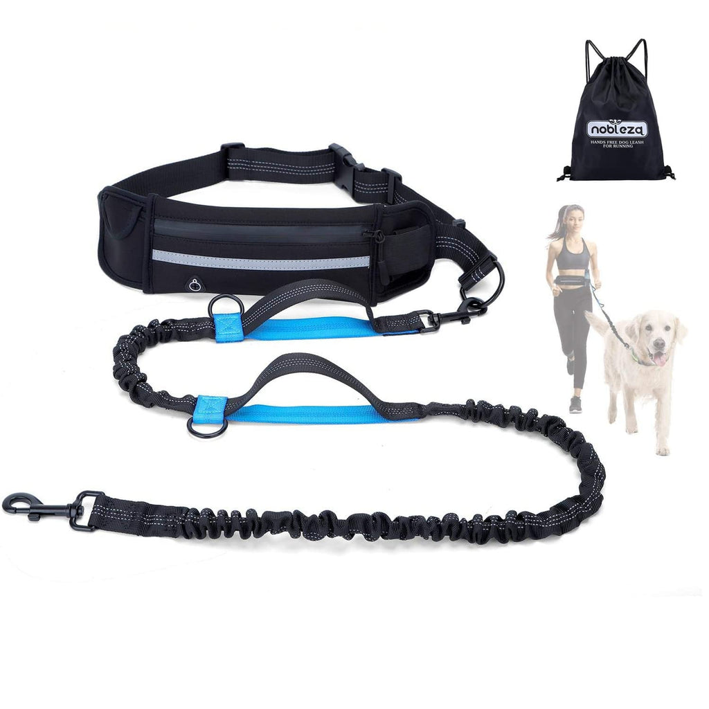 Nobleza Jogging Leash for Dogs, Hands-Free Leash with Belt Bag, Hands-Free Dog Leash for Running with Adjustable Waist Belt Bungee Leash for Hands-Free Jogging - PawsPlanet Australia