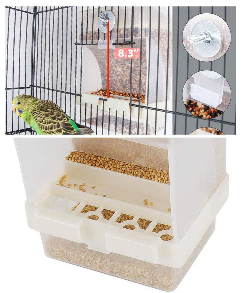 [Australia] - Old Tjikko Parrot Automatic Feeder,No-Mess Bird Feeder,Cage Accessories for Budgerigar Canary Cockatiel Finch Parakeet Seed Food Container 2pc Screw-Fixed Bird Feeder 