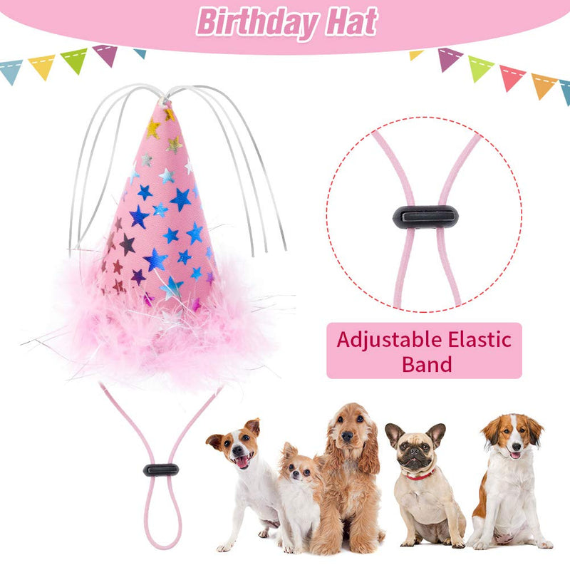 EXPAWLORER Dog Birthday Bandana Set - Cute Hat and Squeaky Cake Toy for Birthday Party Supplies Gift - Great for Small Medium Large Dogs Pink - PawsPlanet Australia