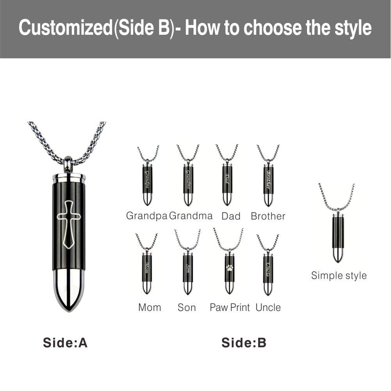 Bullet Pendant Necklaces Stainless Steel Bullet Jewelry Memorial for Ashe Urn Keepsake Chains Pendant for Ashes Human and Pet Brother - PawsPlanet Australia