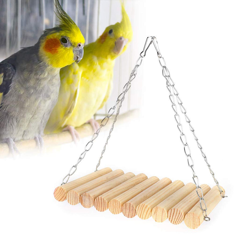 HEEPDD Parrots Swing, 13 * 20cm Wooden Natural Bird Swing Perch Toys Round Log Hanging Swing for Chinchilla Squirrels Parrots - PawsPlanet Australia