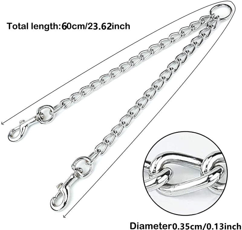 Metal Double Dog Leash Dog Leash Double Leash for 2 Dogs, 60 cm Double Dog Heavy Duty Steel Chain Lead Hiking Leash Double Metal Leash for Dogs Double Leash for Two Dogs Chain - PawsPlanet Australia