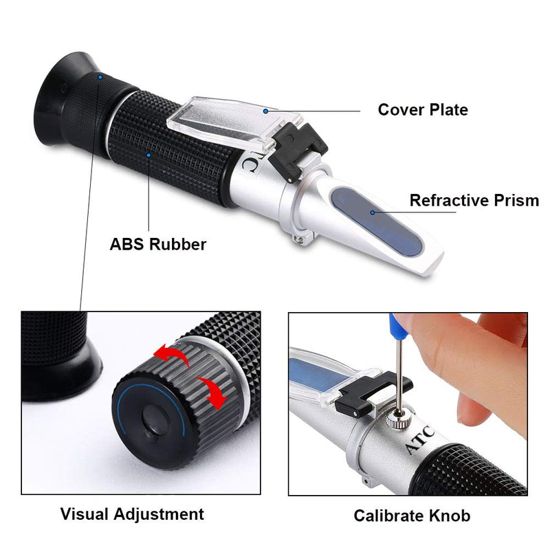 Salinity Refractometer for Aquarium, Marine Monitoring, Saltwater Testing, Dual Scale Salinity Tester 0-100 PPT& 1.000-1.070 Specific Gravity Saline Seawater Refractometer Hydrometer with ATC - PawsPlanet Australia
