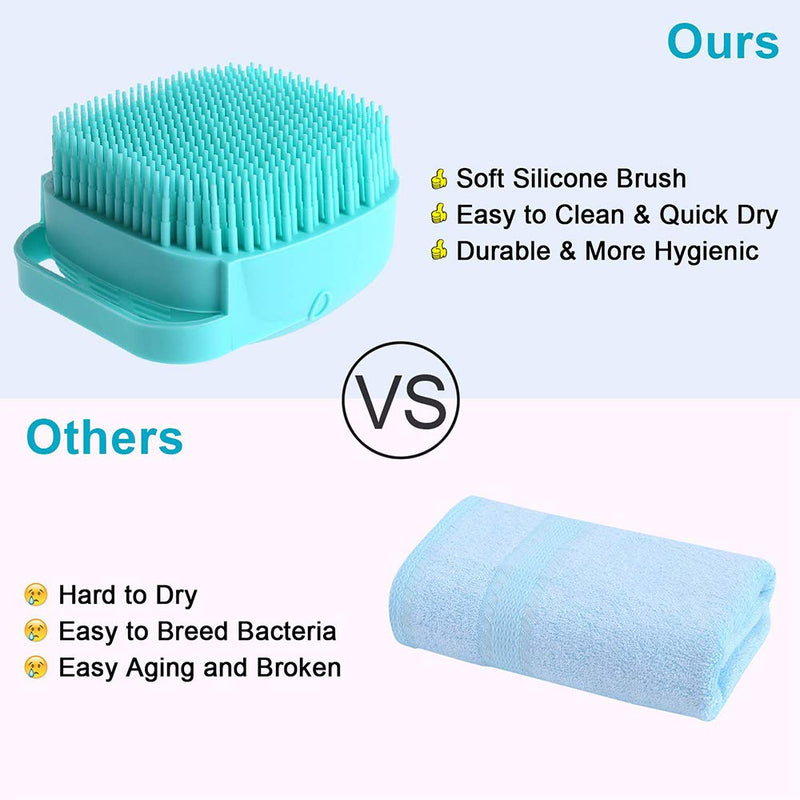 NganSuRong Pet Dog Bath Brush Pet SPA Massage Rubber Comb Soft Silicone Puppy Cats Shower Hair Fur Grooming Cleaning Scrubber With Shampoo Soap Storage (Blue) - PawsPlanet Australia