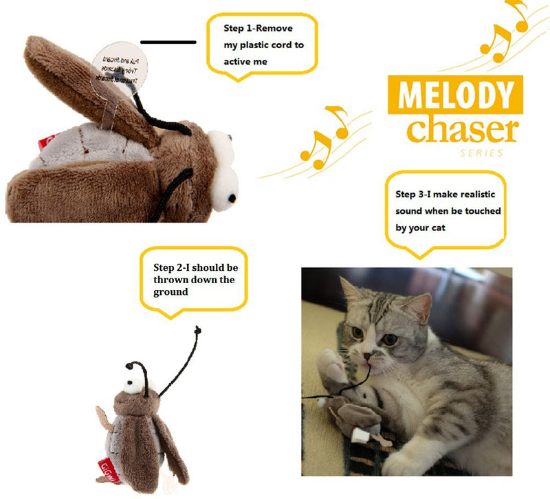 Gigwi Chirpy Cricket Sound Cat Toy, Interactive Squeaking Cricket Cat Toys Melody Chaser Play N Squeak Kitten Toy for Boredom - PawsPlanet Australia