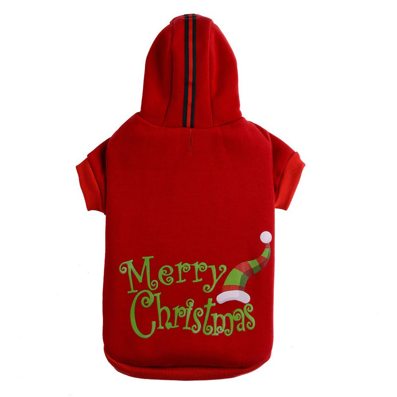 [Australia] - PUPTECK Christmas Dog Hoodie Sweater - Cute Shirt Pet Sweatshirt Puppy Clothes Printed Style X-Small Red 