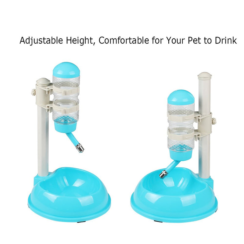 Pawow Pet Dog Cat Automatic Water Food Feeder Bowl Bottle Standing Dispenser Blue - PawsPlanet Australia