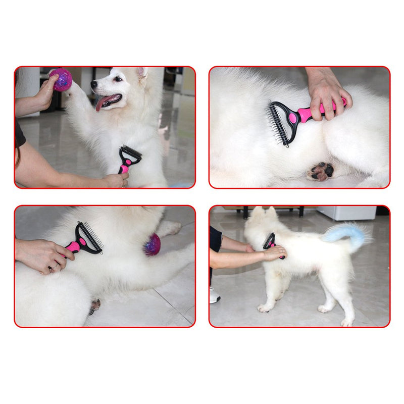 Pet Grooming Comb Dog Undercoat Rake,Dematting Comb Groomimg Stripping Deshedding Tool For for Knots, Tangles, Matted Fur Cats(Large Medium and Small) Pink - PawsPlanet Australia