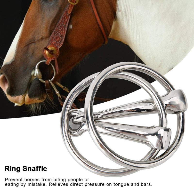 Pssopp Snaffle Bit Stainless Steel Horse Ring Hollow Jointed Mouth Horse Loose Oval Mouth Equestrian Supplies - PawsPlanet Australia