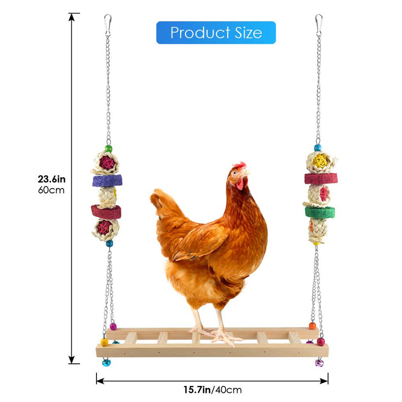 ERKOON Chicken Swing Ladder Toys with Natural Wooden Chicken Perch, Chicken Wood Stand Toy for Hens, Handmade Chicken Coop Swing Ladder Toys for Bird Parrot Hens Small Parakeets Cockatiels Macaws - PawsPlanet Australia