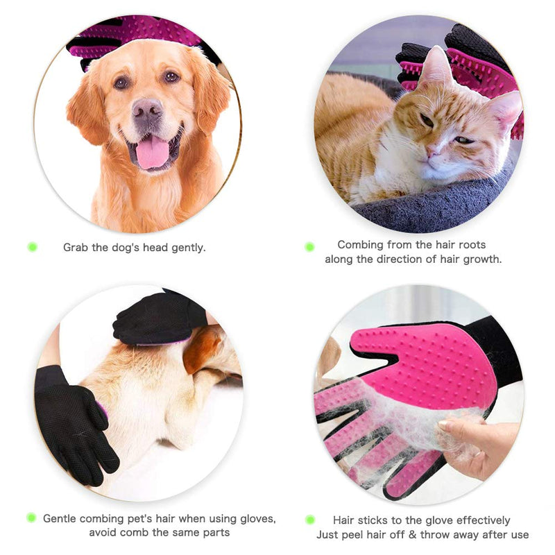 Pet Grooming Gloves, Dog Hair Remover Mitt, Cat Gentle Deshedding Brush Gloves, Pet Hair Removal Massaging Brush for Long & Short Fur of Horses, Bunnies-Furniture Pet Hair Remover Mitt(1 Pair) - PawsPlanet Australia