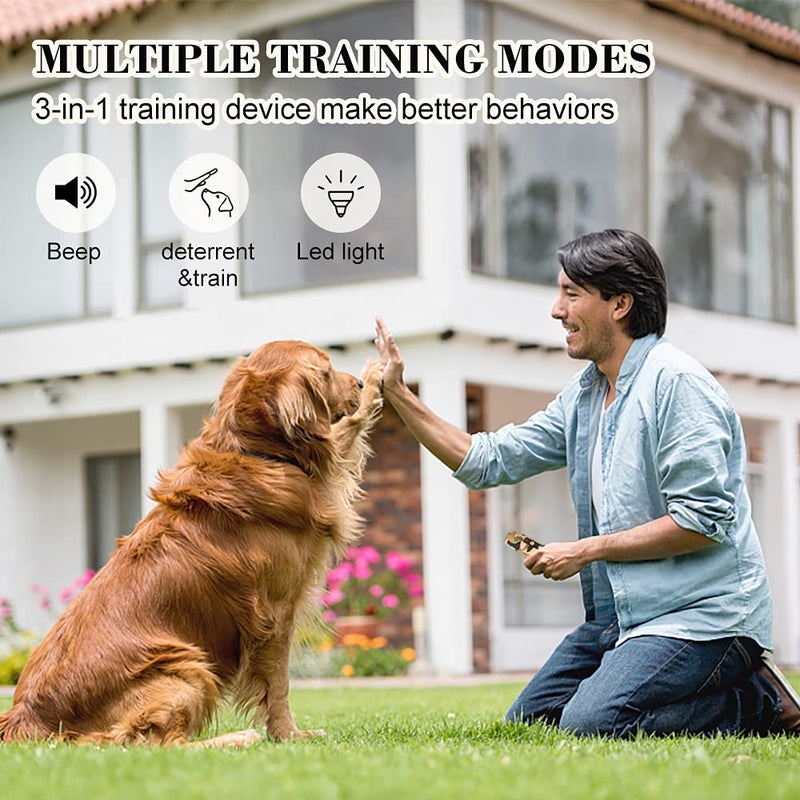 ideapro Anti Barking Devices, 3 in 1 Ultrasonic Dog Training Device, Rechargeable Dog Training and Bark Control Device 16.5Ft Range with 1200mAh Battery and LED Light - PawsPlanet Australia