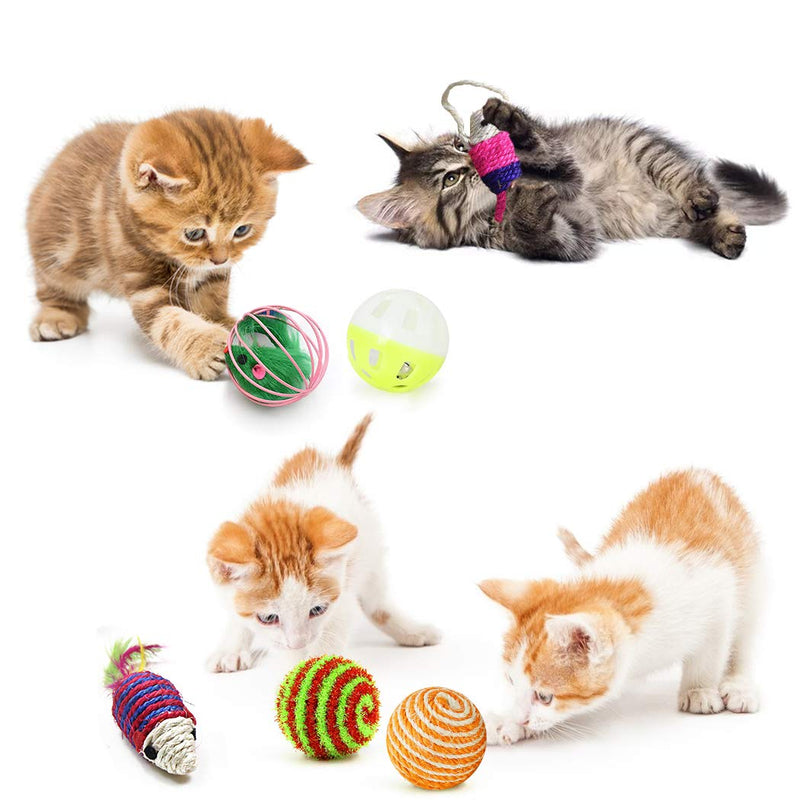 Fansport Cat Toys for Kit,11pcs Interactive Kitty Toy Set for Indoor with Feather Wand, Bell Ball Catnip Toy, Sisal Fish Board 11pcs - PawsPlanet Australia