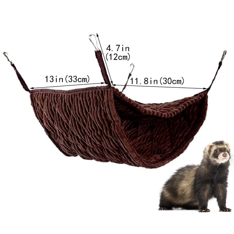 Small Animal Hammock, Ferret Hammock Bed, Hammock and Tunnel Cage Suit for Rat,Hamster, Squirrel, Sugar Glider, Guinea Pigs Ferret Accessories,Hanging Hideout Tunnel Tube Toy for Cage (Coffee) Coffee - PawsPlanet Australia