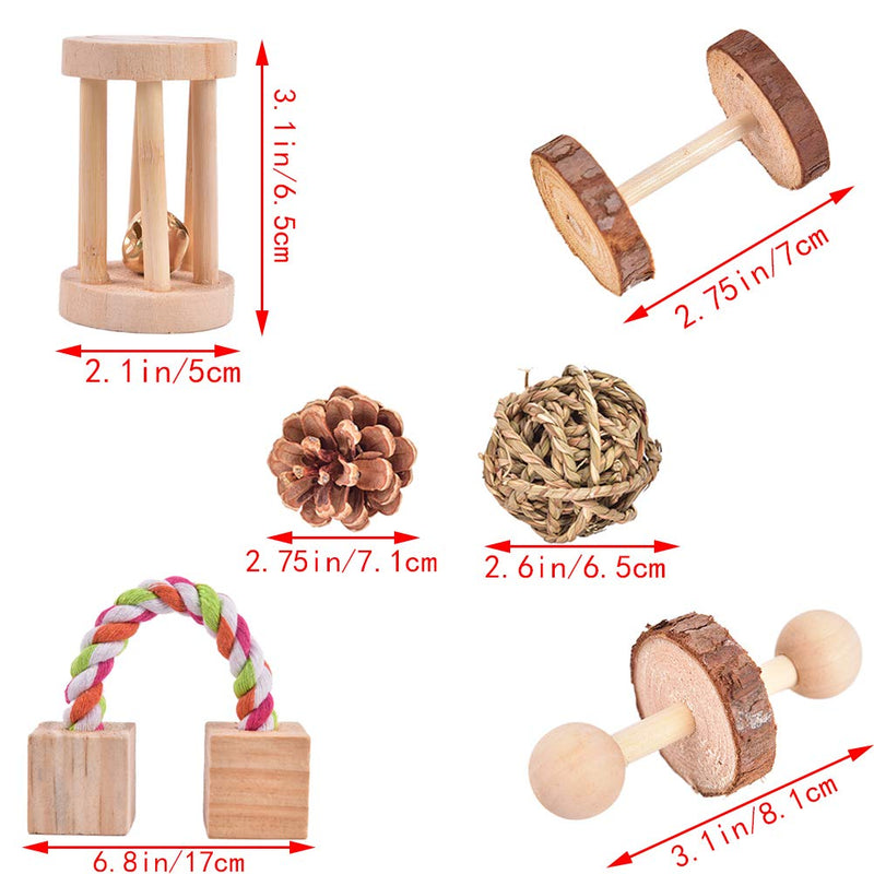 [Australia] - Hopeson 13 Pcs Hamster Chew Toys, Natural Wooden, Toys Accessories Dumbells Exercise, Bell Roller, Seesaw, Roller Swing, Teeth Care Molar, for Guinea Pigs Rabbits Chinchilla Rat Hedgehog Bunny 