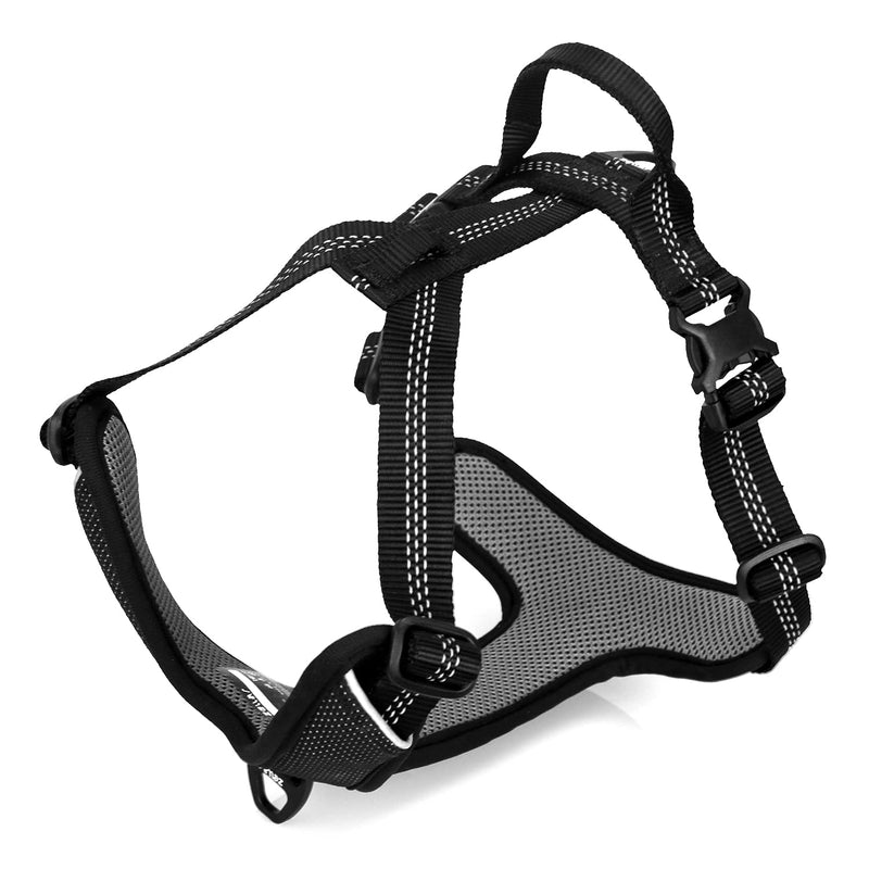 Zellar No Pull Dog Harness, Adjustable Breathable Reflective Soft Padded Dog Vest Harness with Handle for Training Outdoor Activities, Black, Medium M - PawsPlanet Australia