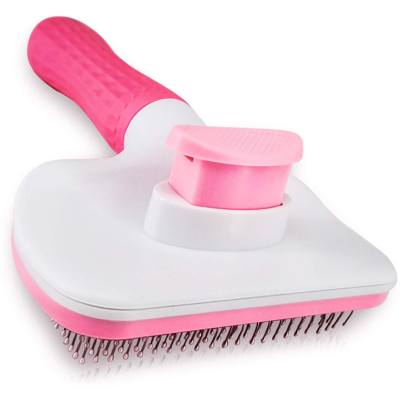 Self Cleaning Slicker Brush -Dog Brush & Cat Brush,Shedding Mats and Tangled Hair,Massages Particle,Improves Circulation.Brush for Shedding and Grooming Short to Long, Straight or Curly Haired Pet Pink - PawsPlanet Australia