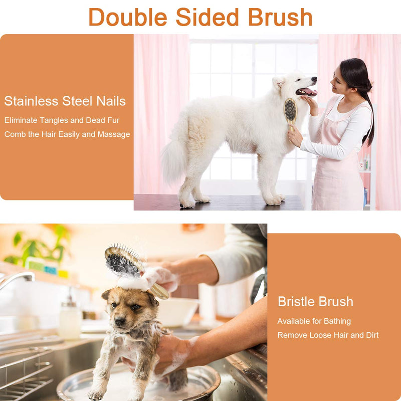 MELLIEX Double Sided Pet Grooming Brush, 2 in 1 Dog Brush Comb and Massage Brush Dog Grooming Tools for Dogs & Cats with Long or Short Hair - PawsPlanet Australia