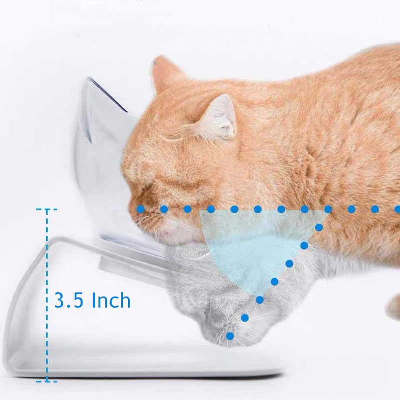 Cat Bowl with Raised Stand, 15° Tilted Pet Bowl Stress-Free Suit for Cats Small Dogs, Food & Water Bowl, Healthy & Hygienic Feeder Bowls Pet Bowl Double Bowl - PawsPlanet Australia