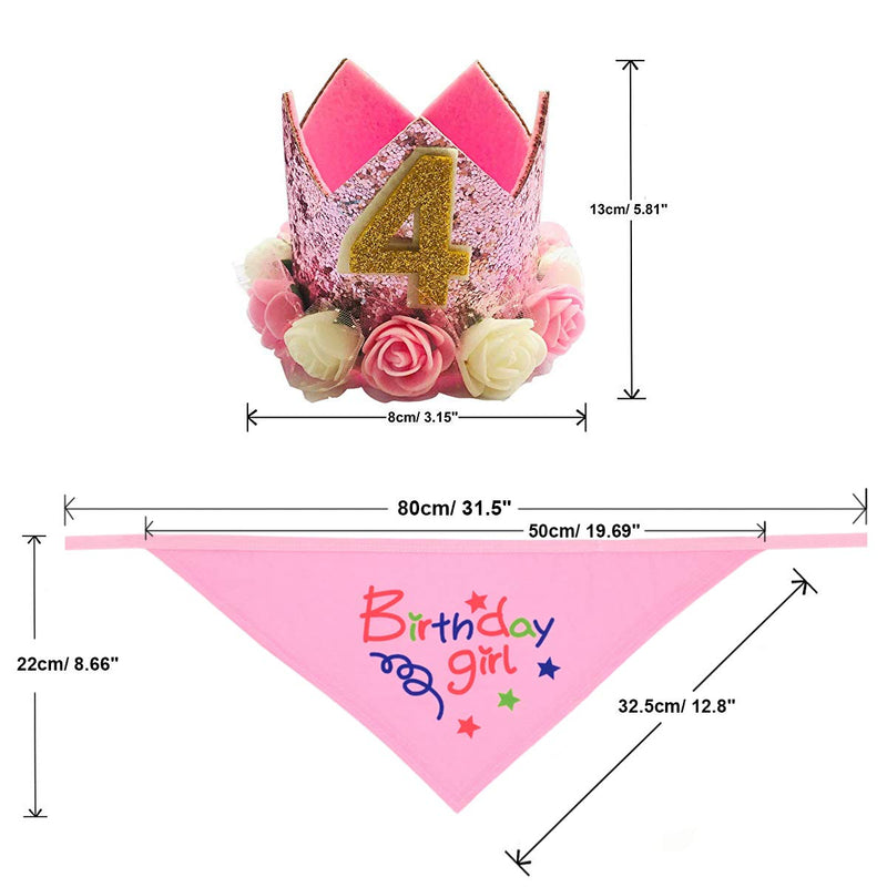 [Australia] - POSAPET Dog Birthday Bandana Scarfs Pet Birthday Gift Decorations Set Pink 