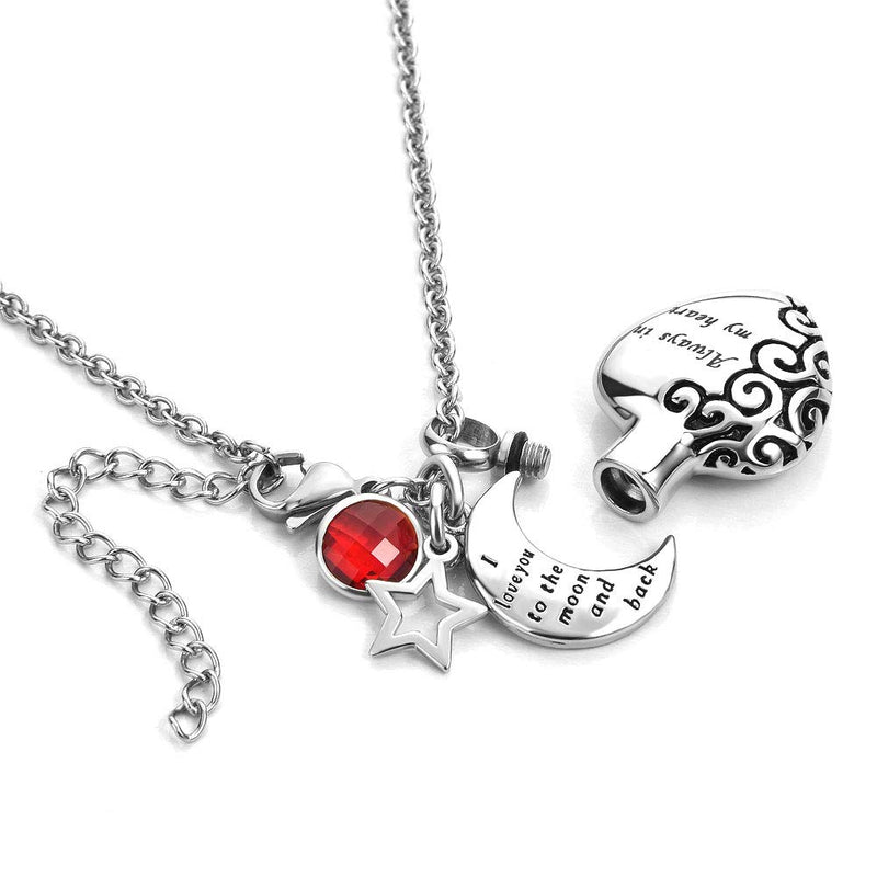 Cherris Jewellery Love Always in My Heart Ashes Holder Urn Necklace for Pet Human Cremation Jewelry Keepsake Memorial (Jan-red) - PawsPlanet Australia