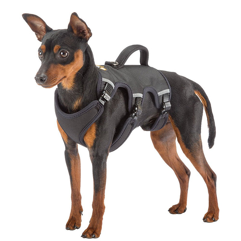 Ferplast Ergonomic Chest Harness for Medium-Small Dogs ERGOTREKKING P SMALL, Six Fastenings with Micro Regulation, Soft Padding, Reflective, Ideal For a Day Out Trekking, Black - PawsPlanet Australia