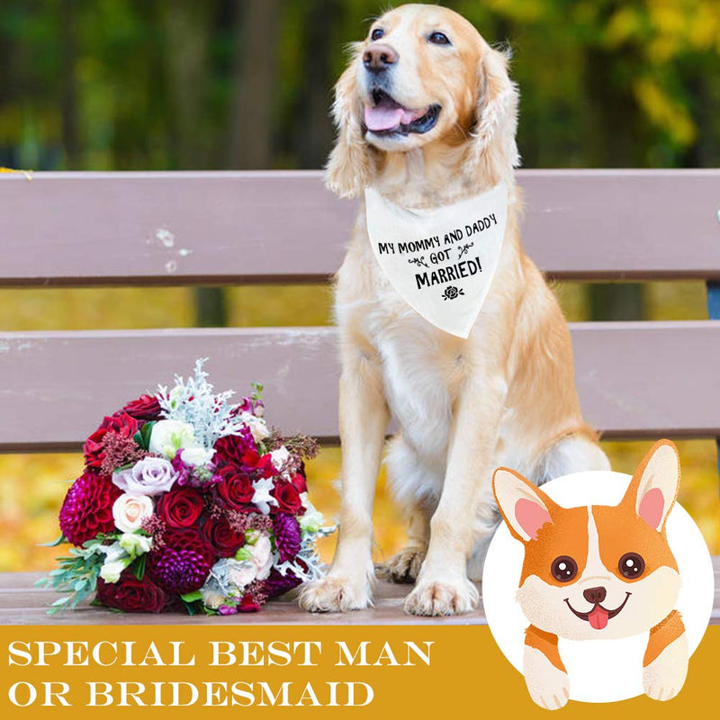 [Australia] - PUPTECK Wedding Dog Bandana - My Mommy and Daddy Got Married - Engagement Announcement - Soft Wedding Bibs Scarf Accessories and Photo Prop for Small to Large Dogs, White 