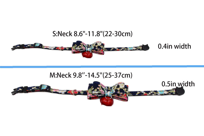 [Australia] - HanFeng Spiked Studded Dog Cat Small Medium Large Collar Bowtie Black Red Blue Padded with Microfiber Leather for Training,Sports,Walking Large M:Neck 9.8''-14.5"(25-37cm) cat_bowtie 