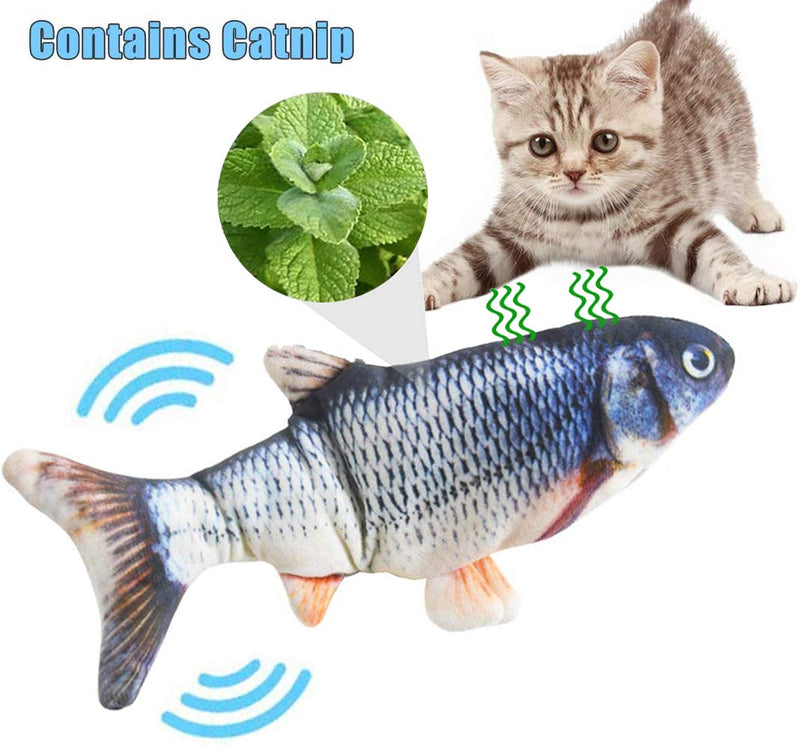 [Australia] - GZFDYW 2 Pack Electric Moving Fish Cat Toy 11", Realistic Plush Simulation Electric Wagging Fish Cat Toy Catnip Kicker Toys, Funny Interactive Pets Pillow Chew Bite Kick Supplies for Cat Kitten Kitty 