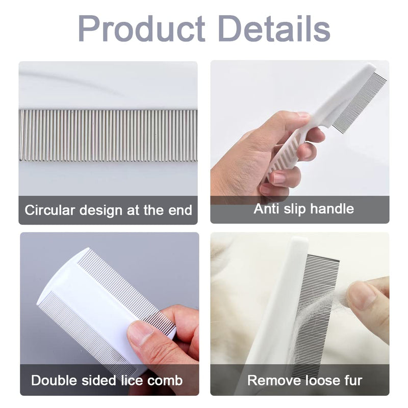 XPEX 2PCS Flea Comb Dog Cat Pet Dust Comb Professional Lice Comb Stainless Steel Pet Comb for Flea Removal, Double Sided Fine Tooth Comb - PawsPlanet Australia