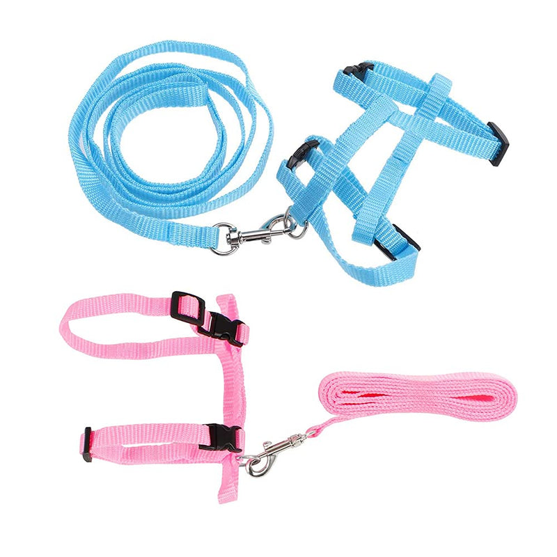 Gobesty Rabbit Harness with Leash, 2 Pieces Adjustable Rabbit Harness, Elastic Walking Harness Set for Small Animals, Adjustable Soft Breathable Walking Harness Set (Blue Pink) - PawsPlanet Australia