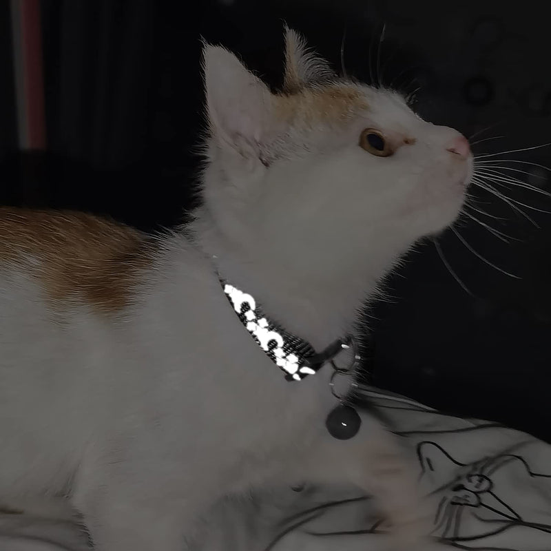 Joytale 2 Pack Reflective Cat Collar,Quick Release Kitten Collar with Bell,Safety Cat Collars Adjustable 15-23 cm,Black Black - PawsPlanet Australia