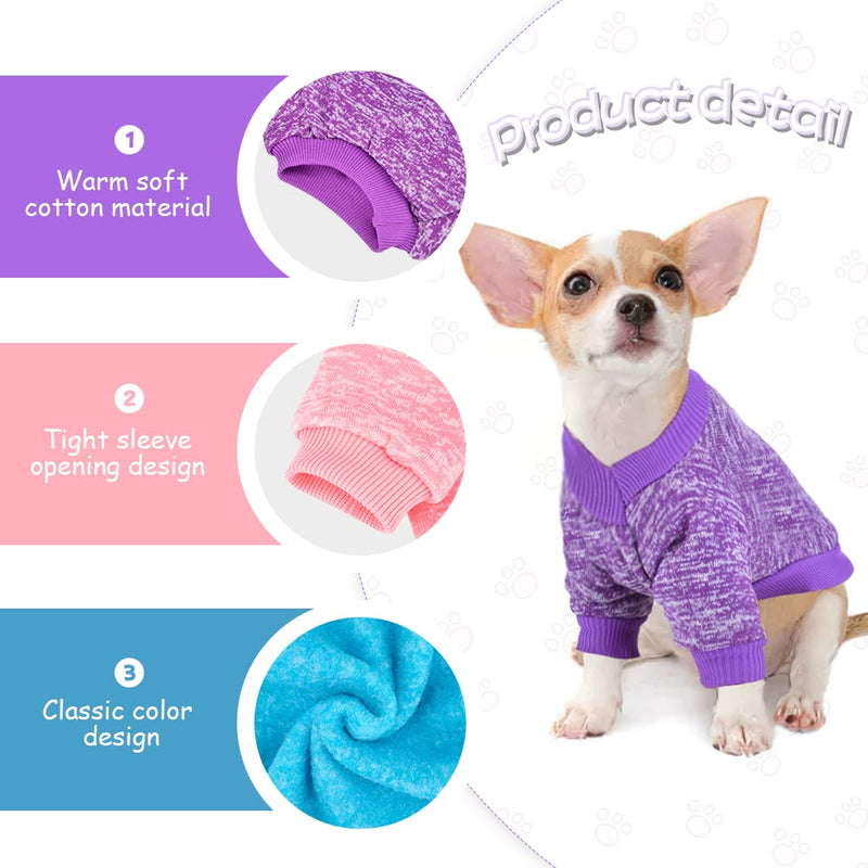 2 Pieces Chihuahua Dog Sweaters for Small Dogs Girls Boys XXS~S Tiny Dog Clothes Winter Fleece Warm Puppy Sweater Yorkie Teacup Extra Small Dog Outfit Doggie Cat Clothing XX-Small blue,black - PawsPlanet Australia