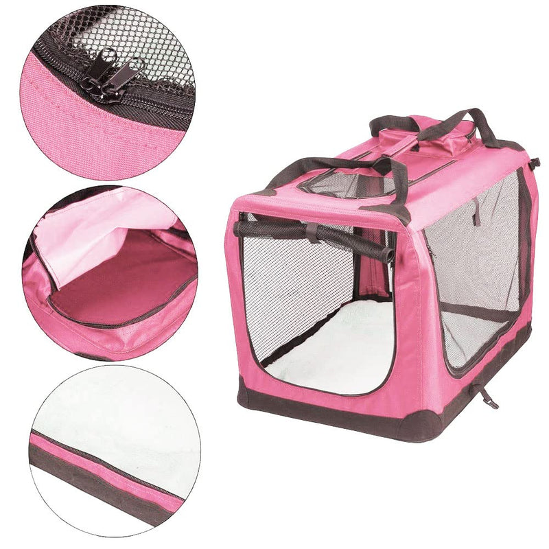 AVC Designs Large Dog Puppy Cat Kitten Pet Carrier Folding Travel Transport Bag (Pink) Pink - PawsPlanet Australia