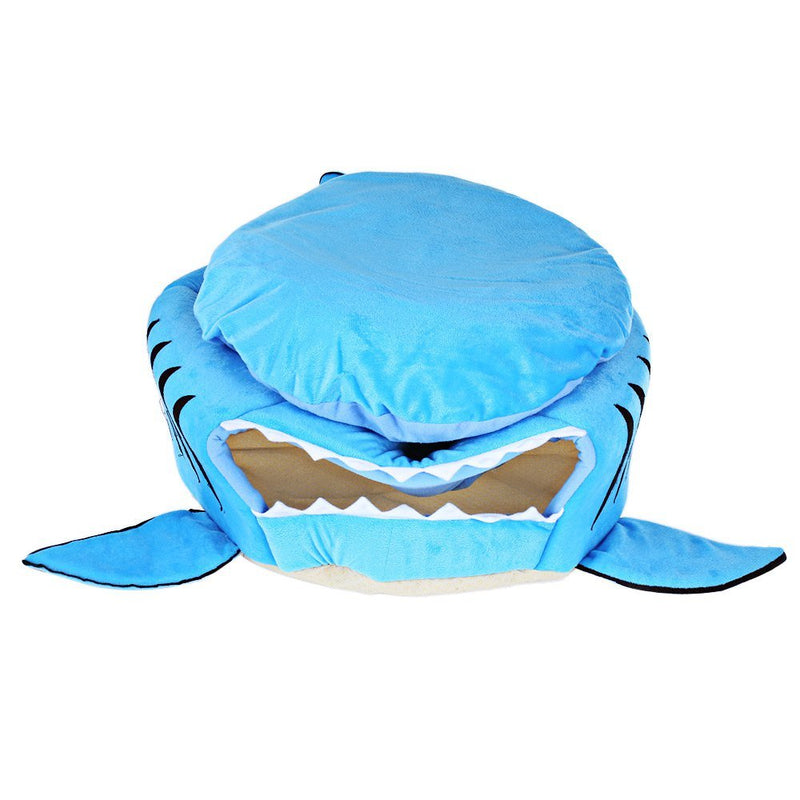 [Australia] - COCOPET Shark Bed for Small Cat Dog Cave Cozy Bed Removable Cushion,Waterproof Bottom Medium Blue 