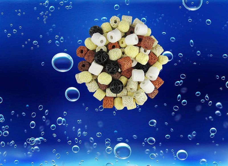 [Australia] - OUFISH Aquarium Bio Balls Fish Tank Pond Bio Filter Media Ceramic Biological Filtration Rings with Mesh Bag Multicolor 