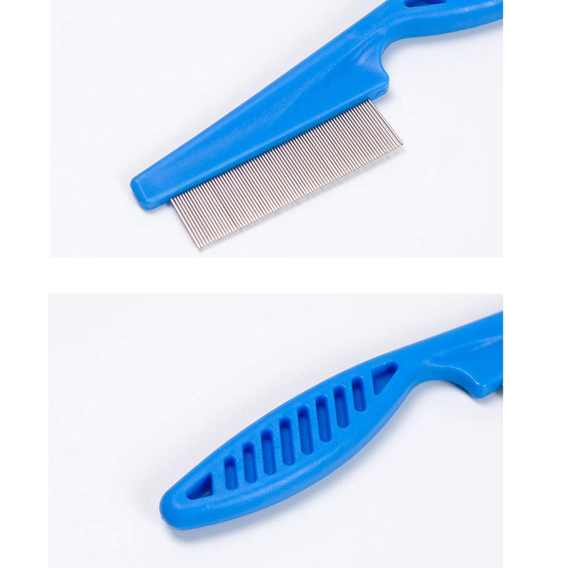 Pet Comb Dog and Cat Stainless Steel Grooming Comb (Blue+White) Blue+White - PawsPlanet Australia