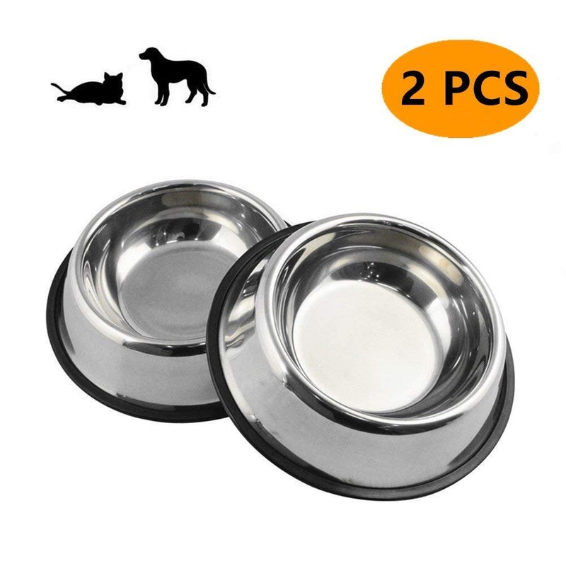 Bahob® Steel Dog Bowl with Rubber Base for Small Medium and Large Dogs, Pets Feeder Bowl and Water Bowl Perfect Choice Pack of 2 (M) M - PawsPlanet Australia