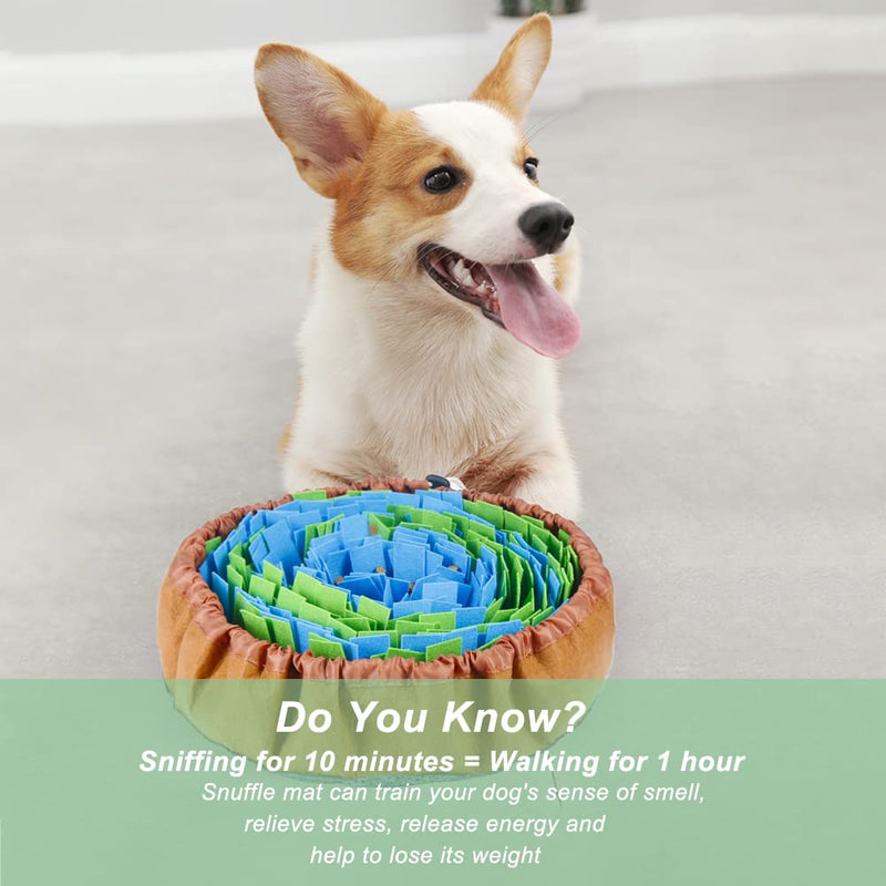 Vivifying Snuffle Mat for Dogs,Durable Pet Feeding Mat, Washable Interactive Game Toy Dog Mat for Large Dog and Puppies（Diameter: 19.3in / 49cm） Blue Green - PawsPlanet Australia