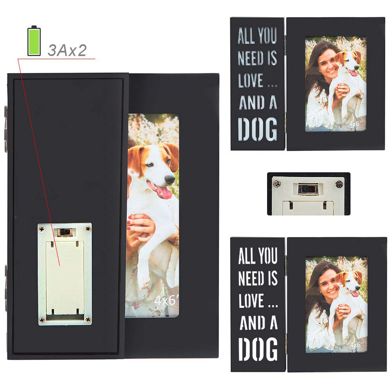 [Australia] - YEASL Wood Dog Picture Frame - 4x6 Inch Light Up Pet Picture Frame for Dog and Cat Memorial Gifts All You Need is Love and A DOG 