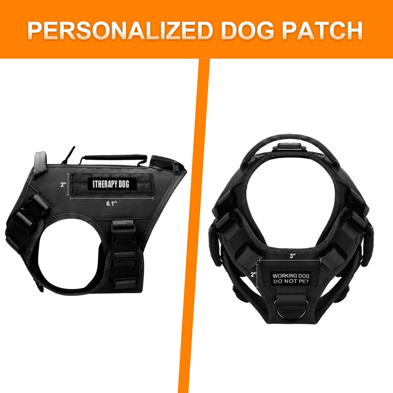 HARD LAND Tactical Dog Harness with 3 Zip Pockets for Large Medium Dogs, No Pull Military Dog Vest, 2×Metal Buckles & 2 Handles, Hook & Loop Panels for Patches Pouches Black - PawsPlanet Australia