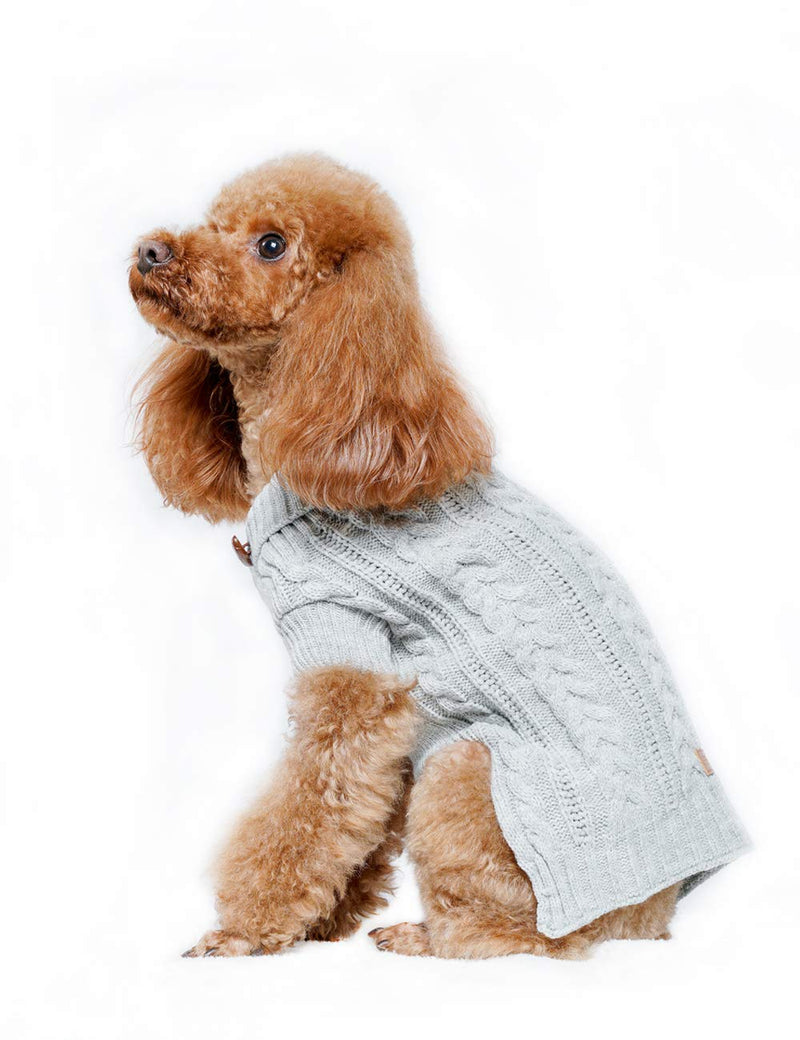 yunqi Classic Cable Knit Pet Dog Cat Sweater Sweaters for Small Dog pet Winter&Spring Clothes XS GREY - PawsPlanet Australia
