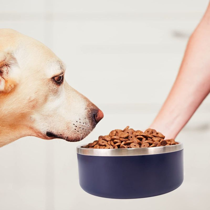 IKITCHEN Dog Bowls Double Walled for Food and Water, 1.2L Stainless Steel Durable Non-Slip Insulated Heavy Duty Stable with Rubber Base for Medium and Large Dogs (1.2L, Blue) - PawsPlanet Australia